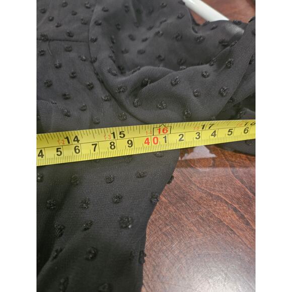 Belle Poque Black Swiss Dot Sheer Sleeve Babydoll Fit & Flare Mini Dress L - Picture 9 of 10